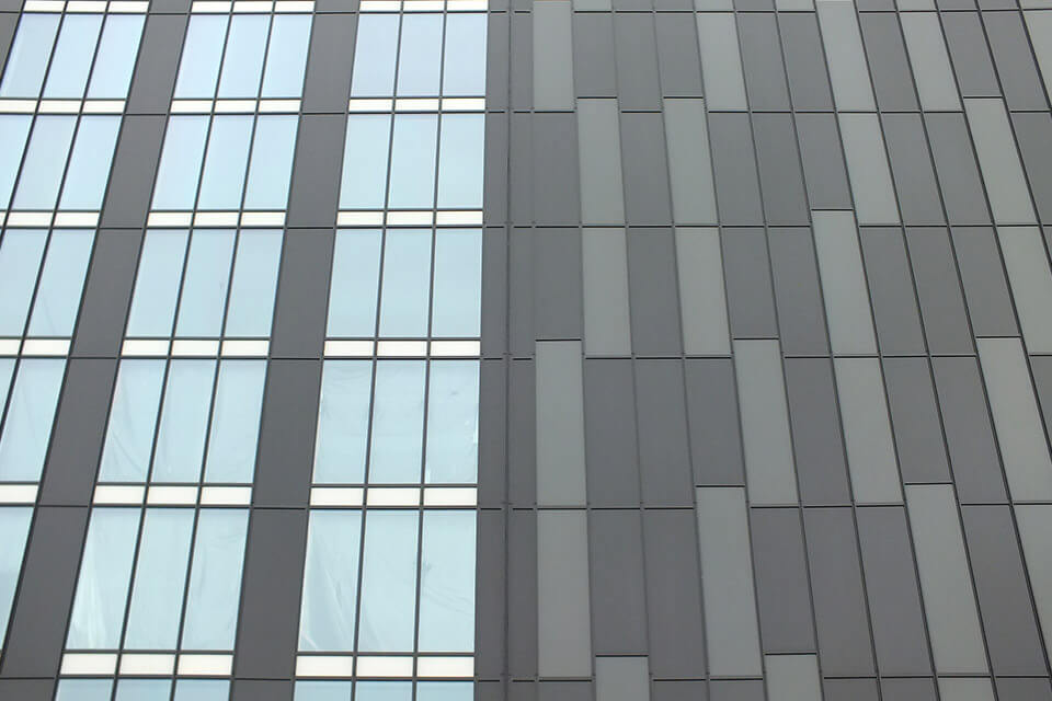 Office grey toned exterior cladding
