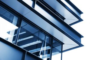 External view of an office and pressed soffits